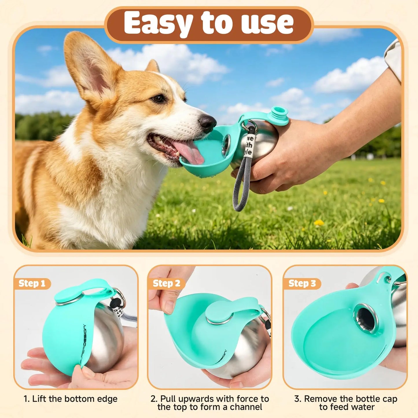 AquaRover-Portable Dog Water Bottle Stainless Steel